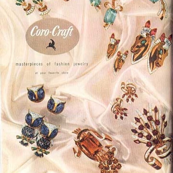 Coro brooch Duette Birds owl A Katz Des 1944s Sterling silver Enamel - Picture 11 of 13